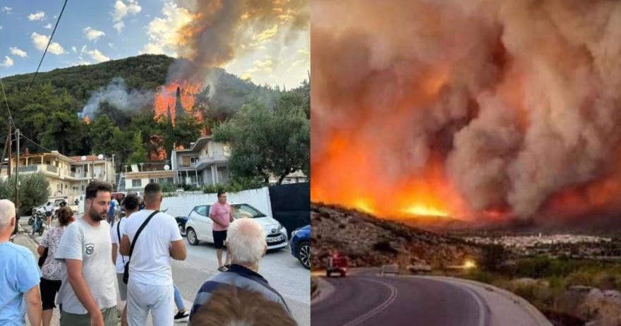 Μεγάλη φωτιά τώρα στην Αττική κοντά σε σπίτια – Εστάλη μήνυμα από το 112