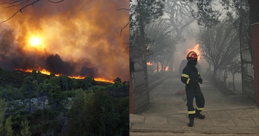 Νύχτα κόλασης στην Αττική: Κάηκαν περιουσίες, δάση, ζώα – Τεράσια μάχη να σωθεί το Μοναστήρι του Αγίου Εφραίμ