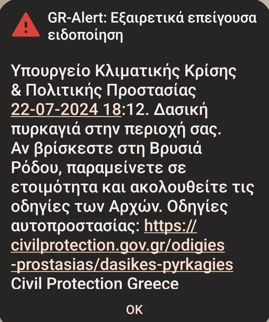 Μεγάλη φωτιά στην Κρήτη κοντά σε σπίτια – Εστάλη μήνυμα από το 112